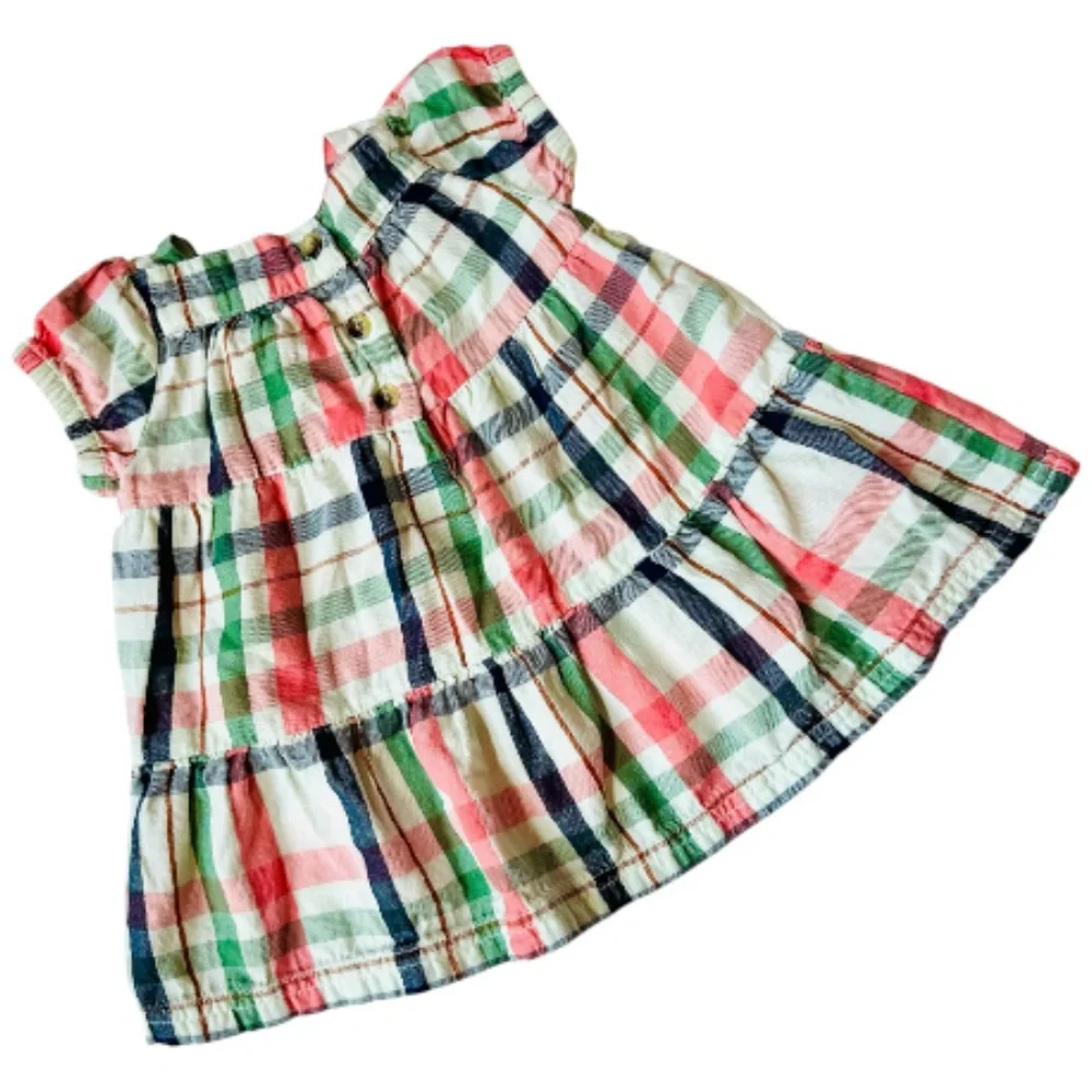 Rufflebutts Plaid Pink Green Blue Dress 6-12 months